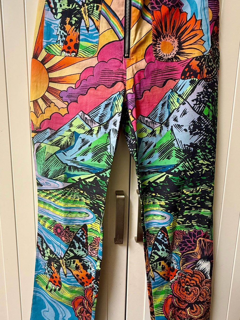 Current Mood Multicolor Floral Rainbow Zip Front pants - Picture 3 of 4